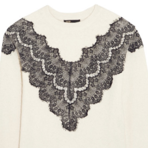 Maje Size 1 Lace appliqué sweater - Picture 1 of 10